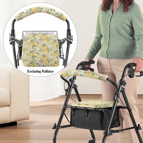 Image of Adjustable Rollator Accessories, Lemon Soft Seat and Backrest Covers for Walkers, Universal Seat Covers for Seniors