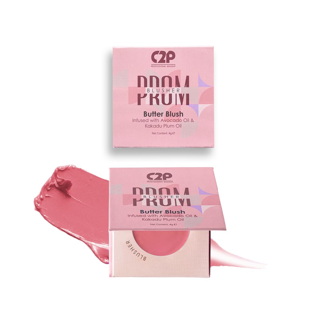 C2P Pro Blusher for Face Makeup Palette | Prom Cream Blush for Women | Lightweight Long Lasting Matte Finish | Infused with Kakadu Plum and Avocado Oil - (Nude Pink - She's That Girl 01, 4gm)