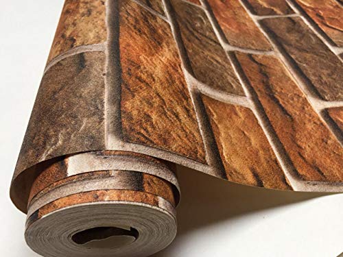 Image of Eurotex PVC Self-Adhesive 3D Brick Design Wallpaper, 57 sq. ft