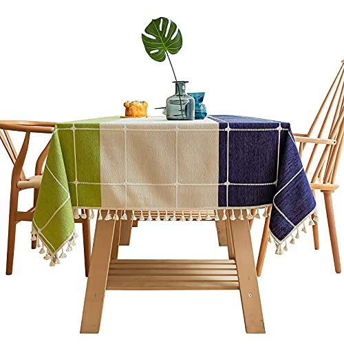 PLYY Nappe de table carrée anti-taches lavable en lin de coton à pompons Nappe carrée Tissu moderne pour décoration de table - 120 x 170 cm Cover