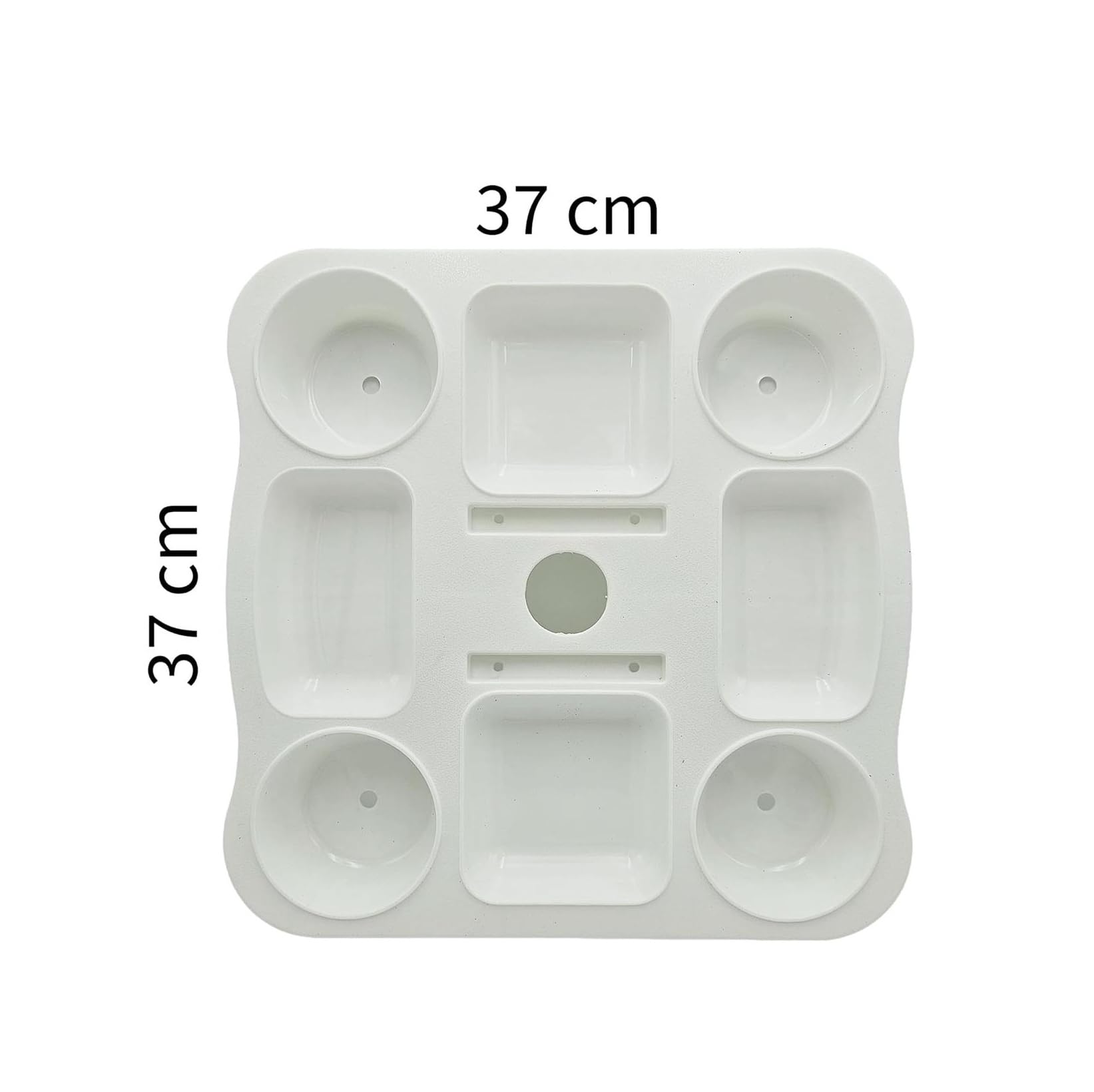 Vassoio Tavolo per Ombrellone 37x37 cm con 4 Portabicchieri, Tavolino da Palo Compatibile Pali 22-40 mm