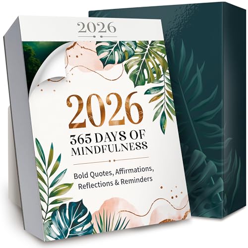 Mindfulness Desk Calendar 2026 Daily Inspirational Page-A-Day Tear-Off Calendar with Quotes Affirmations Reflections & Mindful Prompts Elegant Self-Care Gift for Women Stress Relief Desk Decor