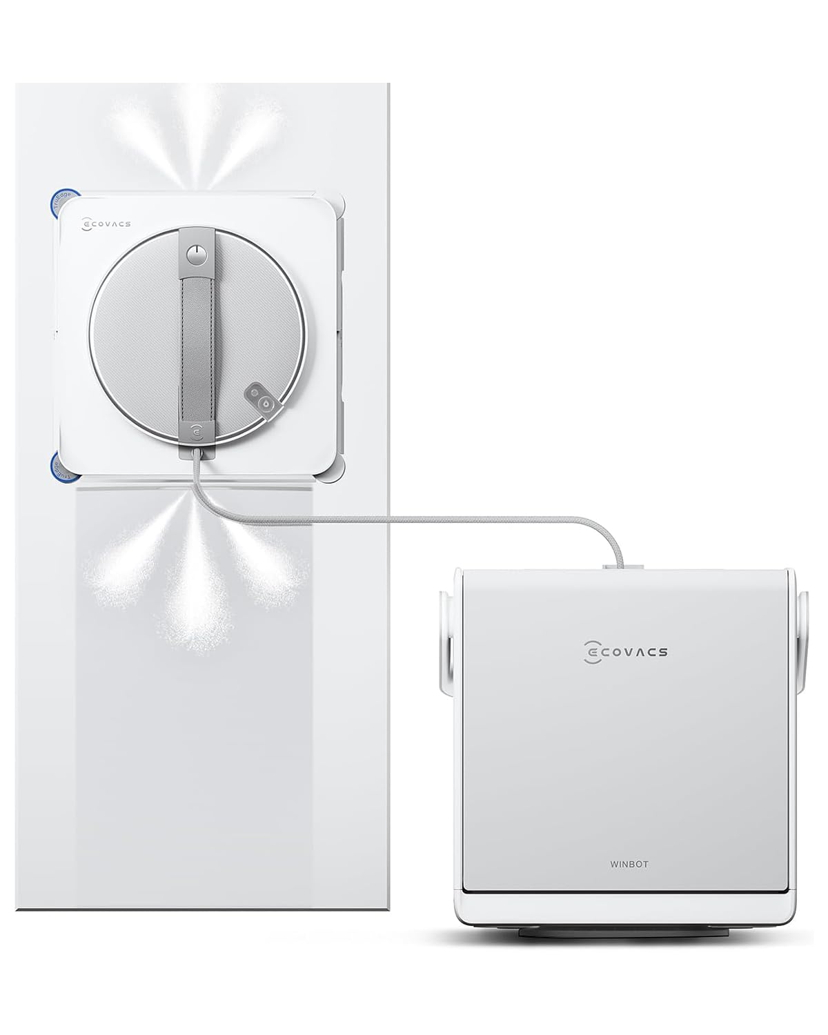 Ecovacs Winbot W2S Omni Window Cleaning Robot (6-In-1 Station, Truedge Precision, Triple Wide-Angle Spray)