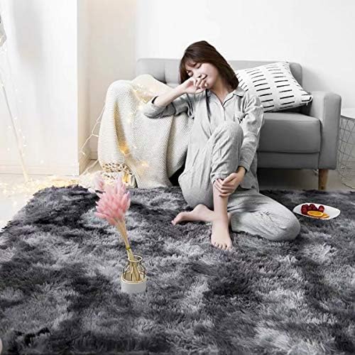 Rugs Living Room Fluffy Bedroom Carpets Luxury Shaggy Soft Area Rug Large for Living Room Bedroom Kids Room (160 x 200 cm, Grey white)