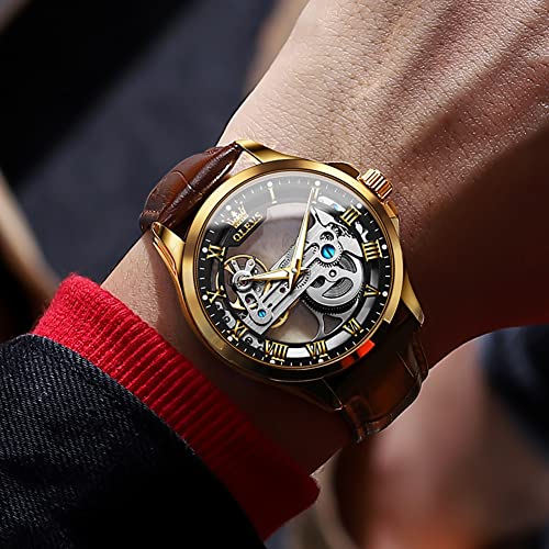 Image of OLEVS Men Watches Dress Waterproof Leather Band Classic Large Face Luxury Watches for Men Casual Fashioned Nice Analog Watch Men Day Date Easy Reader Quartz Original Business Adjustable Watches Men