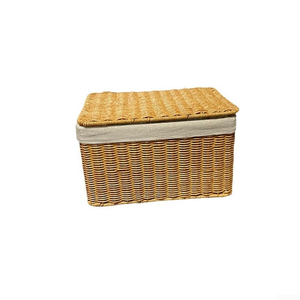 Panier de rangement imitation rotin pour organiser les livres et jouets du salon