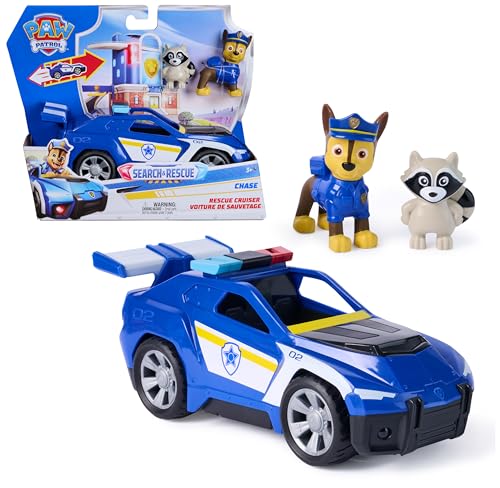 Paw Patrol - Pat Patrouille - Véhicule Figurine Chase Search & Rescue Mission Détectives - Voiture Figurine À Collectionner - Pat Patrouille Jouet - Voiture...