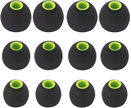 12 almohadillas de repuesto para los oídos, Gels Bud compatibles con Senso, TOZO, Sony y otros auriculares intrauditivos de 0.150 in, negro y verde,