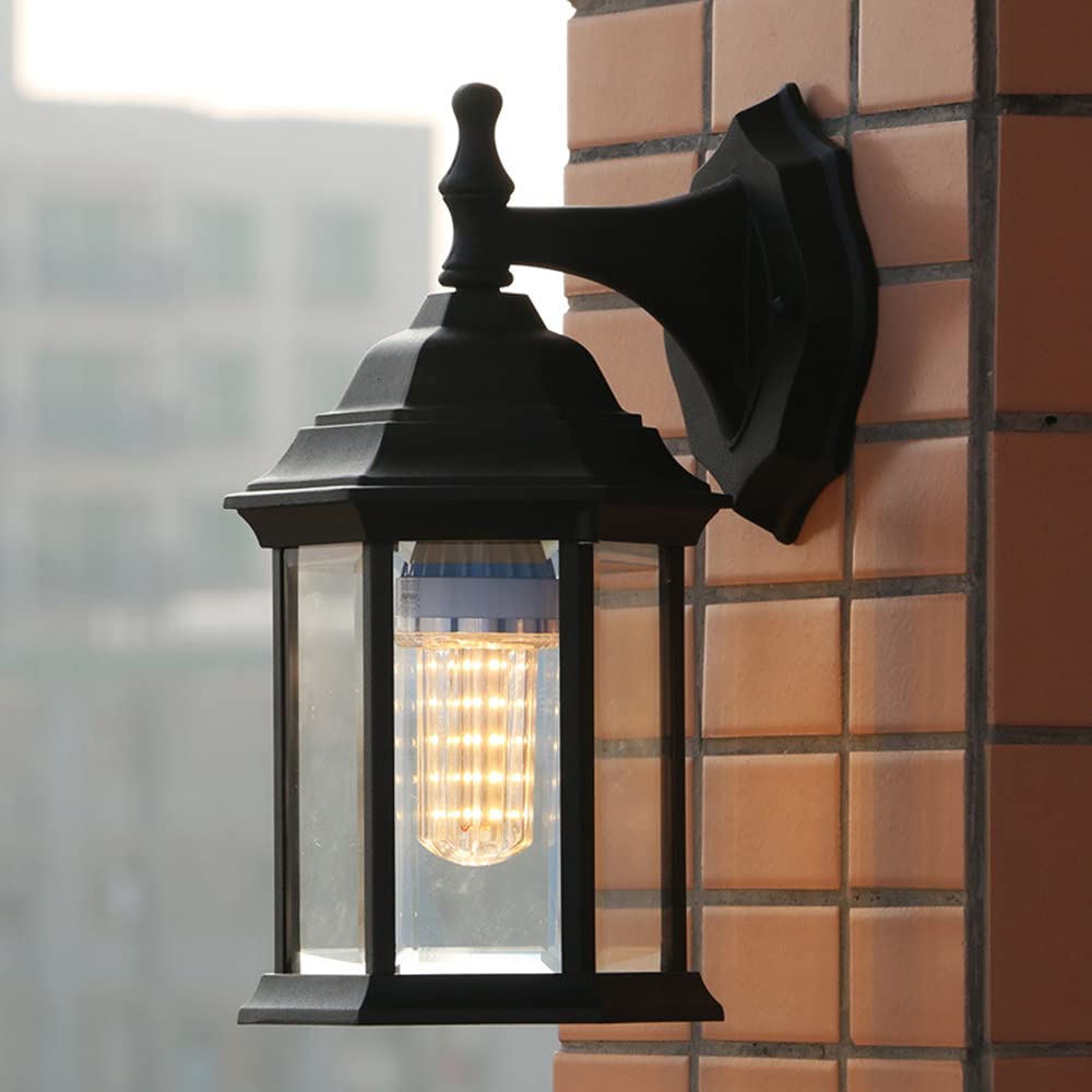 Mengjay Trade Black Outdoor Coach Lantern Wall Light Down Traditional Contemporary Waterproof Lampholder Weatherproof Porch Patio Door Wall Terrace Garden