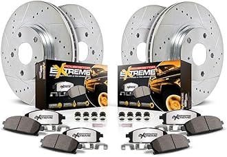 Power Stop Front and Rear Brake Kit For 2022 2023 2024 Ford Bronco - Truck & Tow Carbon Fiber Ceramic Brake Pads & Drilled and Slotted Rotors Replacement, K9244-36