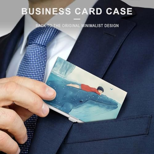 Whale Swimming Sea Ocean Business Card Holder Slim Credit Case Pocket Name Case Wallet for Men Women3