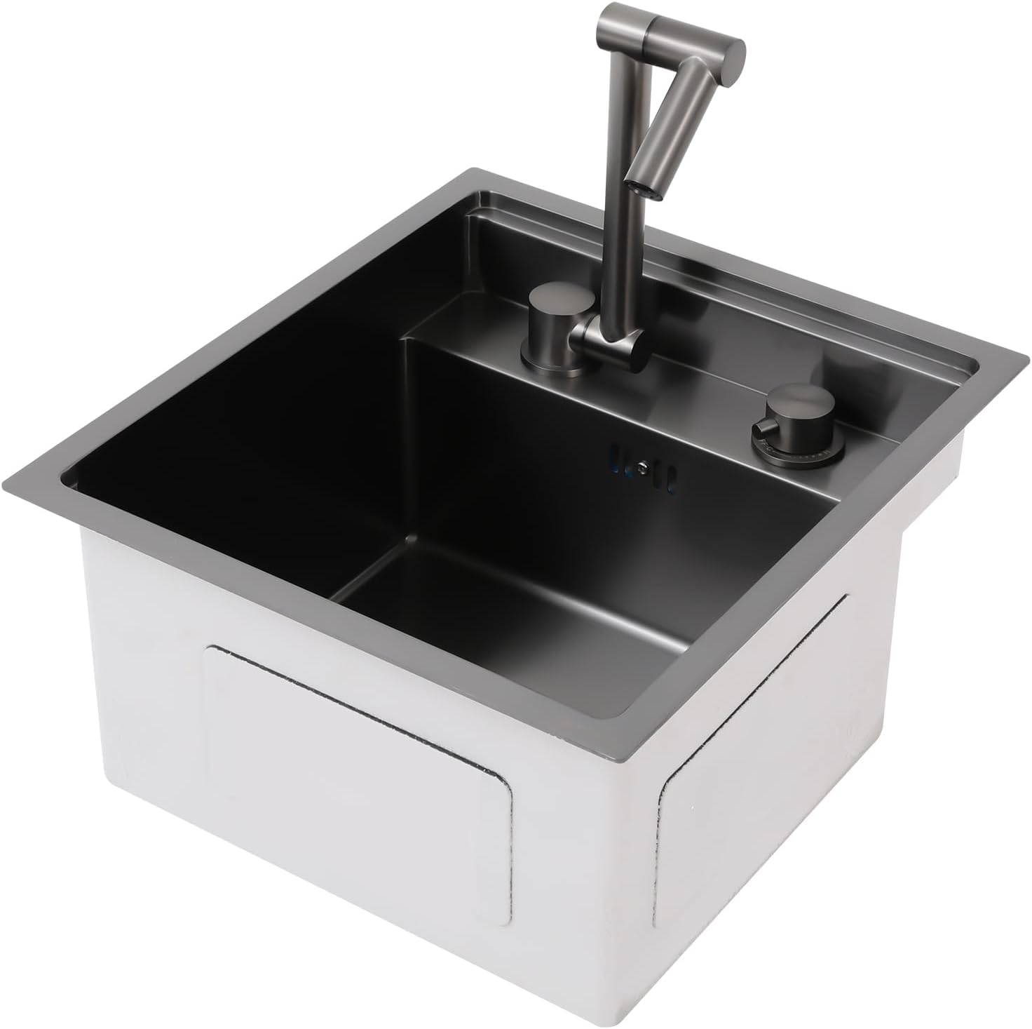 Drop In Kitchen Sink with Faucet & Filter Basket, Countertop Stainless Steel single bowl Sink, Undermount Kitchen Sink for Homes, Restaurants, Hotels, Bars, Cafes, Laundry, 16.9" X 15.3" X 9" In