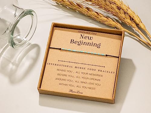 RareLove New Beginning Gifts for Women Morse Code Beaded Bracelet,Inspirational Encouragement for Friends,Divorce Breakup Get Well Gifts,Waterproof Secret Message Bracelets Tiny Pony Seed2
