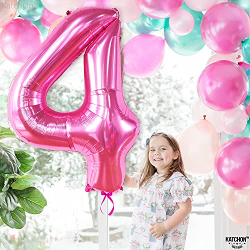 Image of KatchOn Hot Pink 4 Balloon Number - 40 Inch | 4th Birthday Balloons | 4th Happy Birthday Decorations | Number 4 Balloon For Pink Party Decor | Barbie Birthday Party Decorations, Pink 4 Balloons