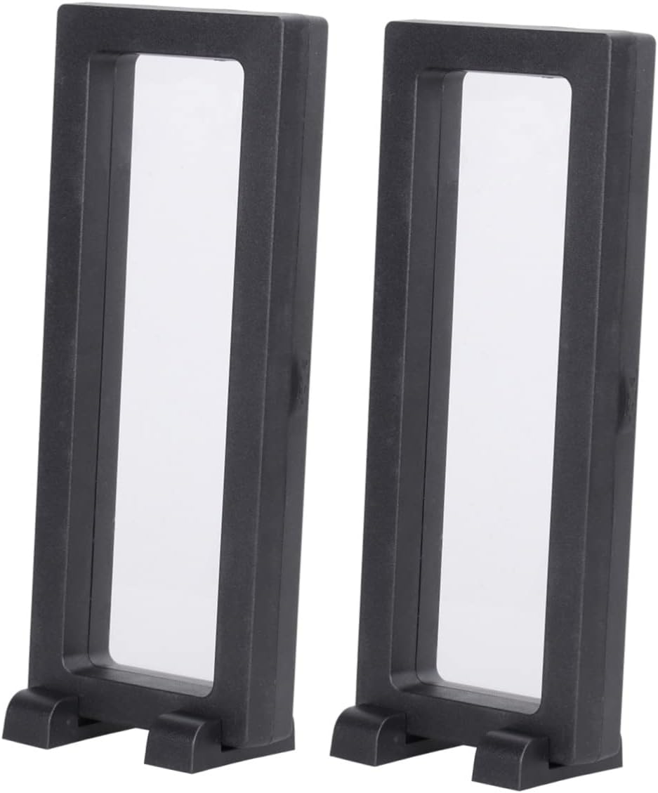 2 Set Floating Frame Display Box, Black Plastic for Coins Medallions