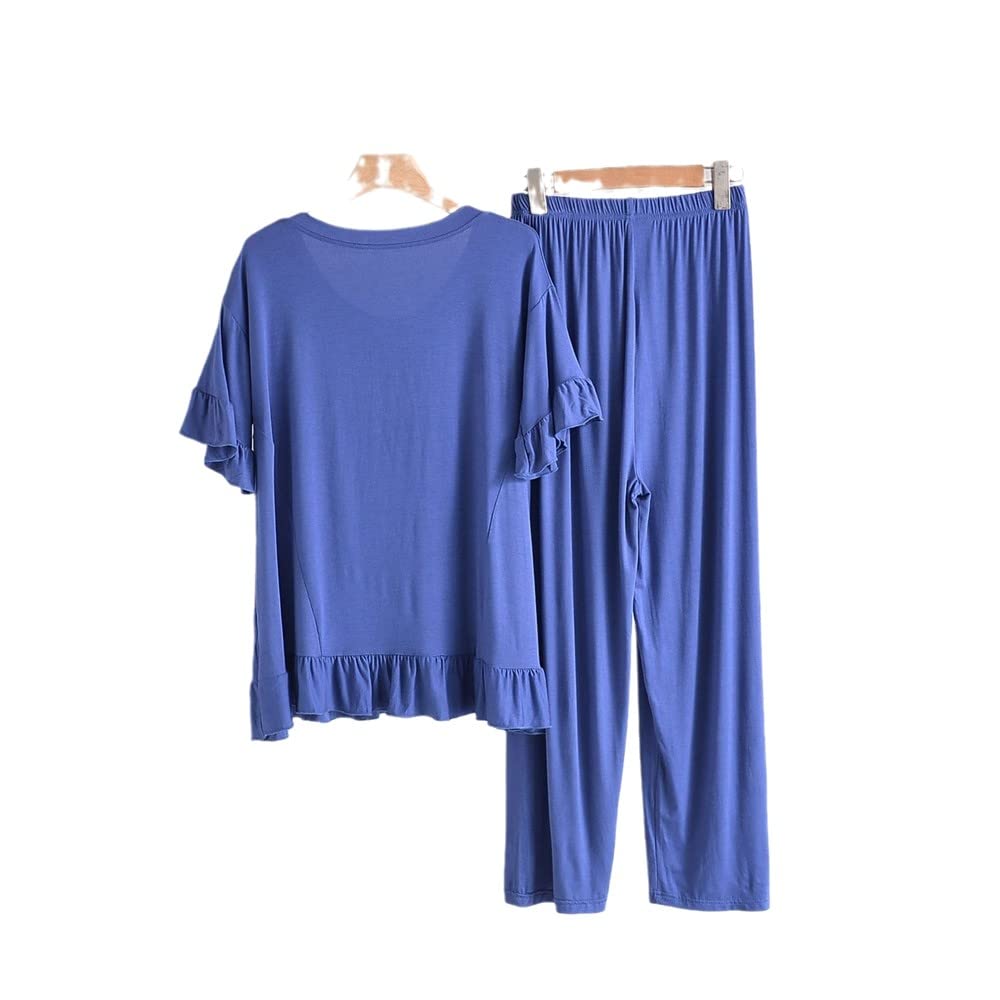 Zestaw piżam damskich - Casual Luźna piżama dla kobiet V Neck Spodnie z krótkim rękawem Garnitur Modalne Wygodne wiosenne jesienne ubrania do spania Domowe piżamy Household faucets