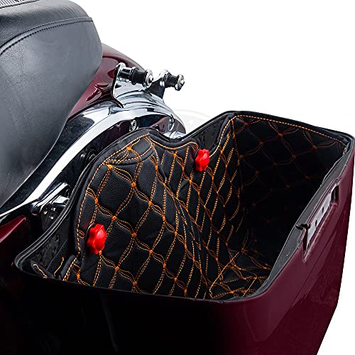 Advanblack Saddlebag Liners Carpet Insert Fits For 2014-2022 H-D Touring Road King Electra Road Street Glide Ultra Classic Hard Saddlebags (Orange, Avanblack 4.5" Stretched Saddlebags) #TOP7