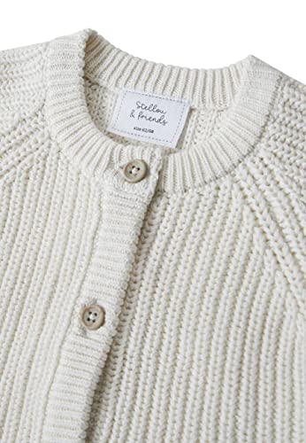 Stellou & Friends 100% Cotton Chunky Ribbed Knitted Cardigan For Baby And Toddler Boys & Girls (White, 9-12 Months) #TOP1