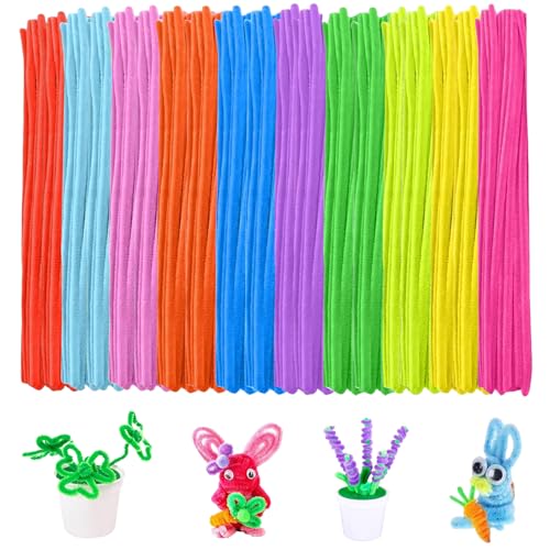Zyiphor 500 Pezzi Scovolini Ciniglia Colorati 30cm x 6mm Strisce Pulisci Tubi Bastoncini in Filo di Ciniglia di Peluche per Bambini Artigianato Fai da te Bricolage e Decorazione (10 Colori)