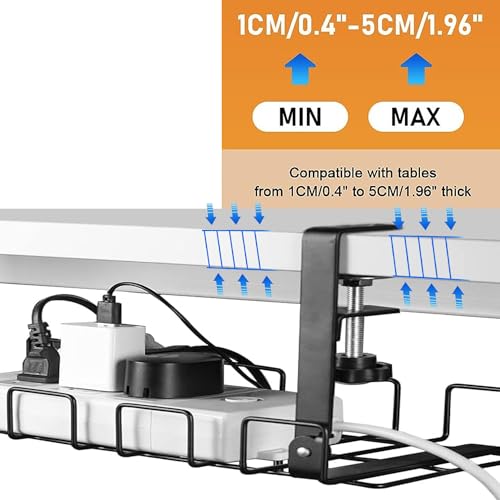 Cable Management Under Desk,Ompinda 15.7” No Drill Steel Under Desk ...