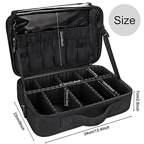 Relavel Makeup Bag Travel Makeup Train Case 13.8 inches Large Cosmetic Case Professional Portable Makeup Brush Holder… - Image 7