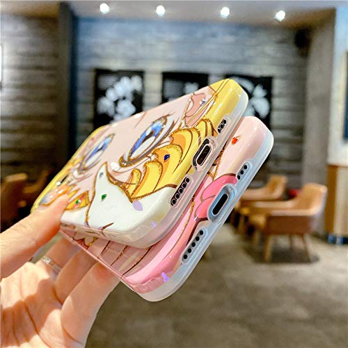 Wmjj Phone Case Compatible With Iphone Xr, Irls Women Lovely Beautiful Sailor Moon Girls Eyes Patten Tpu Silicone Rubber Phone Case, Ultra Thin 360 Degree Strong Protection -Yellow #TOP6