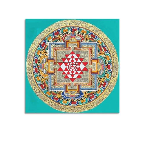 Srï Yäntra - Póster de mandala tibetano religioso, obras de arte geniales, pintura para pared, lienzo para colgar, decoración del hogar, 30 x 30 cm