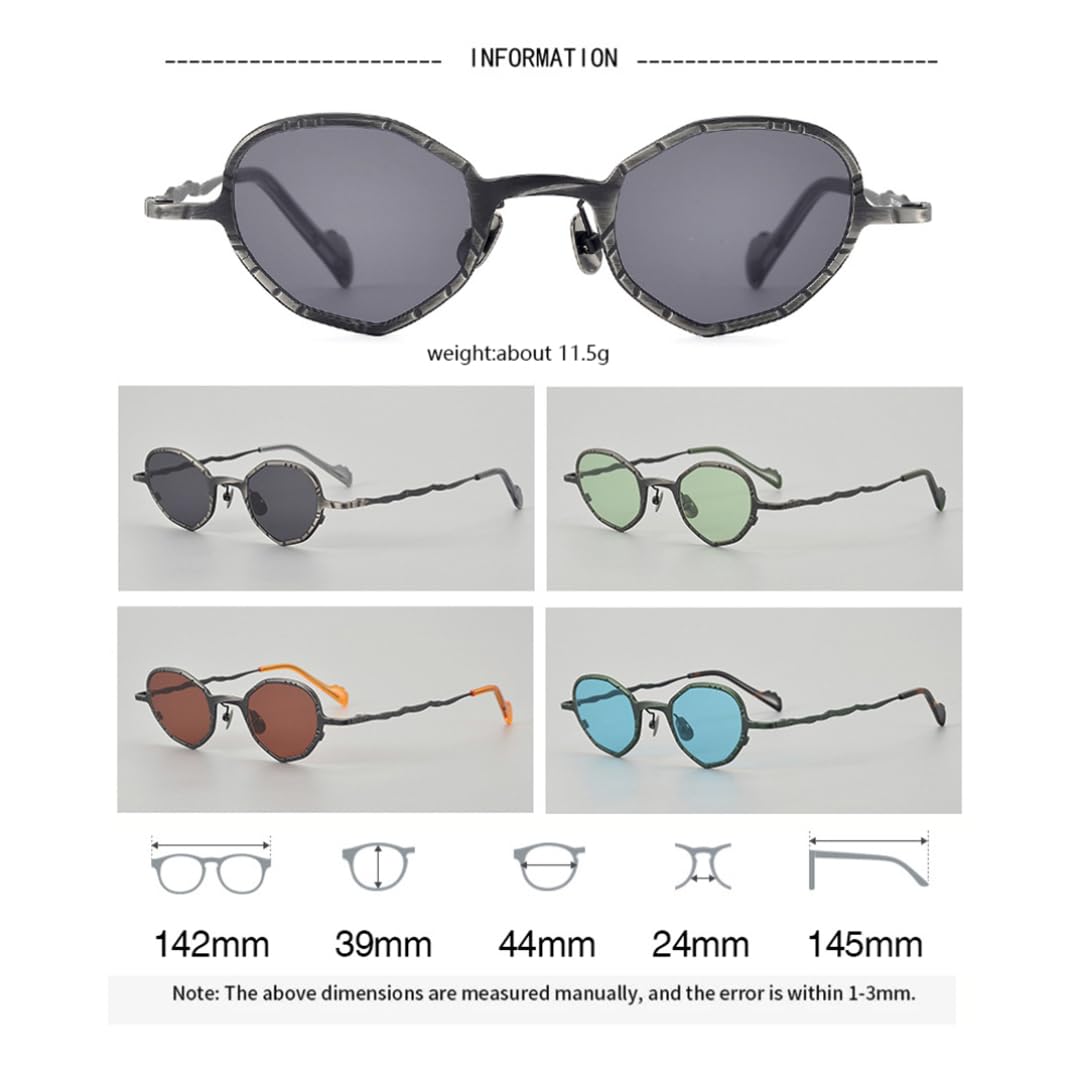 Okulary przeciwsłoneczne Steampunk Retro Polygonal Pure Titanium Frame Fashion UV400 Outdoor