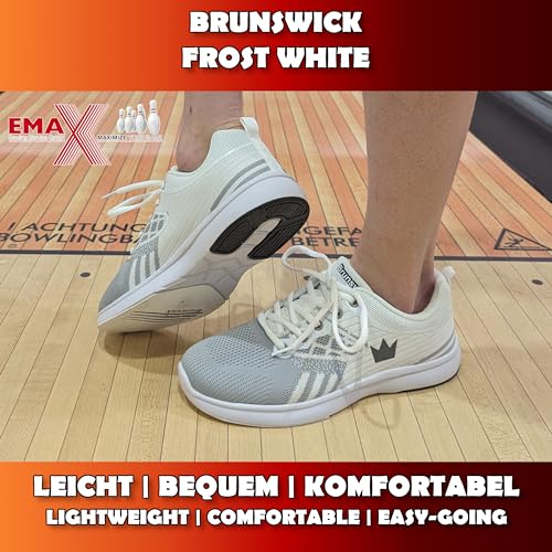EMAX | Brunswick Bowling-Schuhe für Damen | Frost White | Frauen-Schuh für die Bowlingbahn | Weiß Grau - Schuhgröße 40