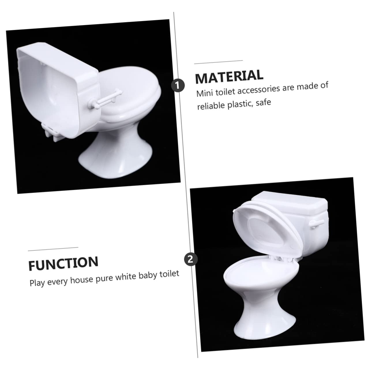 VICASKY 2pcs Simulated Toilet White Mini Rug Dollhouse Bathroom Bauble Babies Dolls Doll House Furniture Decoration Home Accessories Plaything Toilet Plaything Plastic