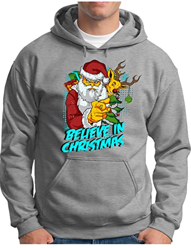 Sweat à capuche Noël pour homme en gris chiné XXL idéal pour les fêtes de fin d'année