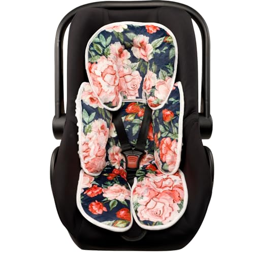 Image of SWESEN Baby Carseat Head & Body Support, Infant Headrest Cushion, Newborn Car Seat Insert for Strollers, Bouncers, Swing, Peony