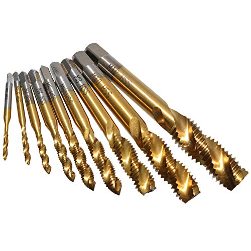 Yakamoz GY0466 9Pcs Machine Screw Tap Set Titanium Spiral Flute Drill Taps Metric M2 M2.5 M3 M4 M5 M6 M8 M10 M12 Thread Tapping Tool thumb #2