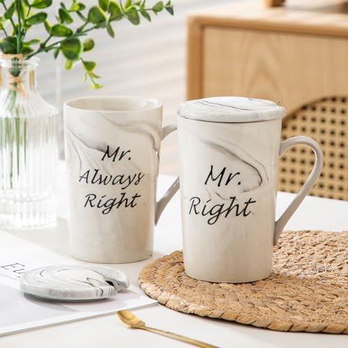 Mr and Mr Coffee Mugs Wedding Gifts for Grooms Gift for Gay Couples Engagement Wedding and Married Couples Anniversary Valentine's Day Gifts Ceramic Marble Cups - Image 5