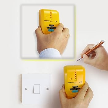 Allsun Stud Finder Wall Multi-Scanner 4 In 1 Wall Metal Detector Wood Stud Edge Center Finder Electric AC Wire Metal Tester Digital LCD Screen Tape,Yellow