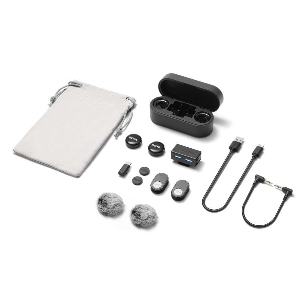 FARBE 3 microfoni lavalier wireless supportati dall'IA