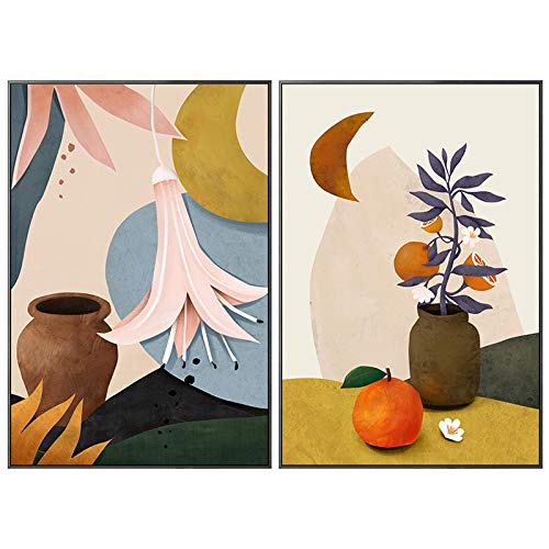 Giclée art mural moderne affiche fleur rose et vase décoration de style nordique pour salon chic
