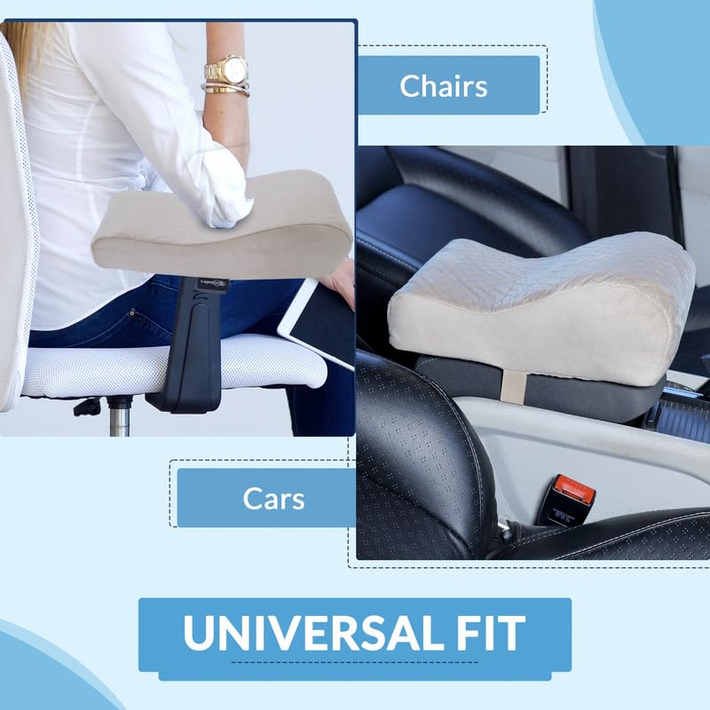 Image of NEODRIFT 'ArmEase' Arm Rest for Car - Orthopedic Memory Foam Cushion - Provides Elbow, Wrist, and Arm Support, Premium Fabric, Single-Sided Fastener, Universal Fit (Color-Beige)