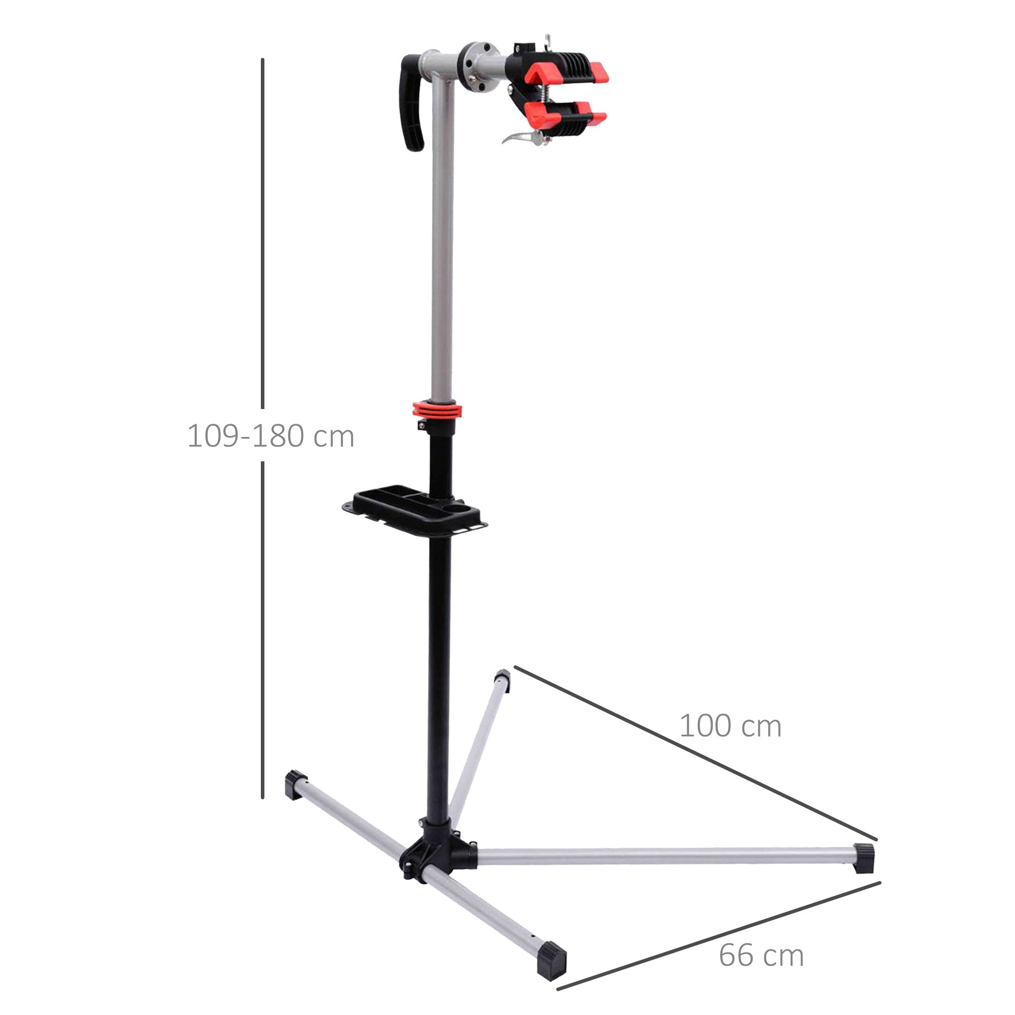 Outsunny HOMCOM Cavalletto per Manutenzione Bici con Altezza Regolabile e Rotazione a 360°, 100x66x109-180cm