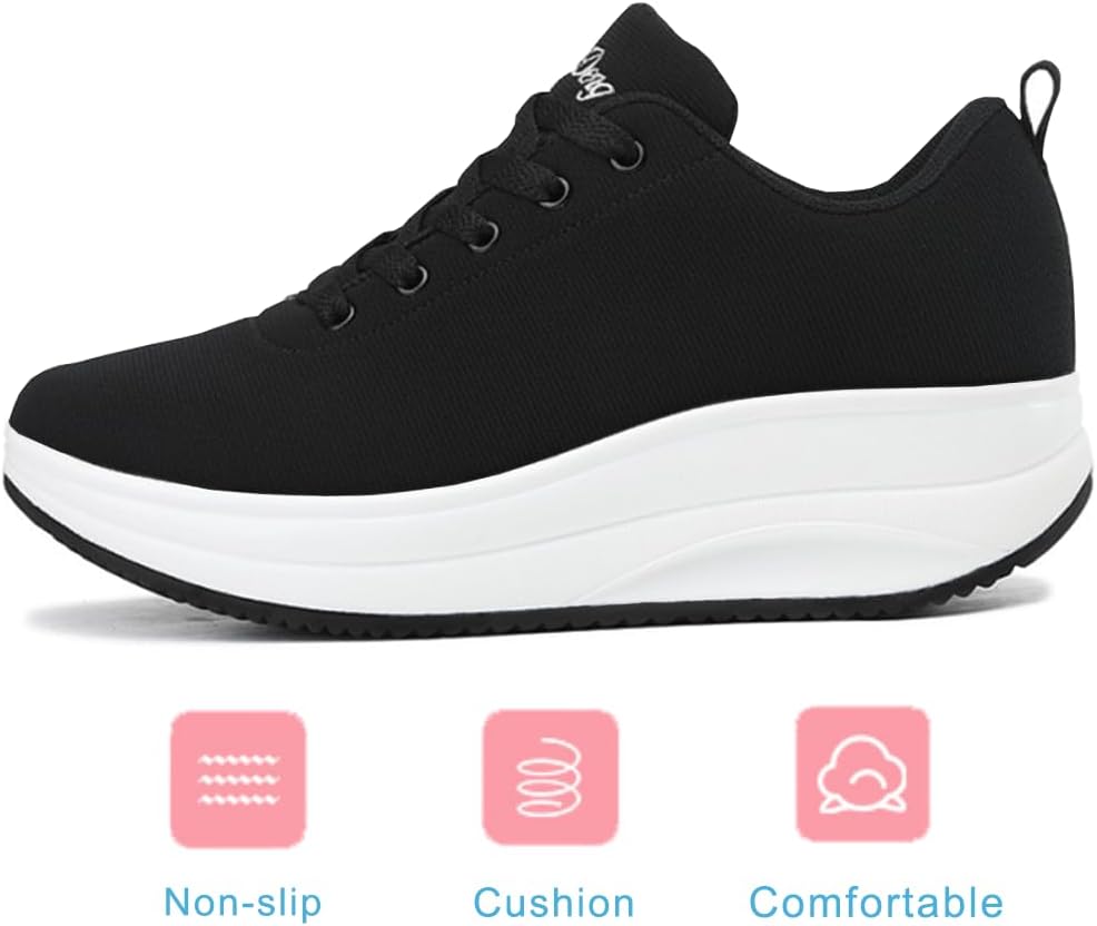 RUIDENG Platform Sneakers for Women Walking All Day | Slip Resistant Work Shoes for Women Comfortable | 2 Inch Thick Wedge Rocker Bottom - Image 4