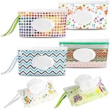 6 Pcs Wipes Dispenser, Sublaga Portable Baby Wipe Case, Refillable Baby Wipes Container, Wipe Holder, Keeps Wipes Fresh, Reusable Wet Wipe Pouch for Outdoor, Camping, Hiking, Travel