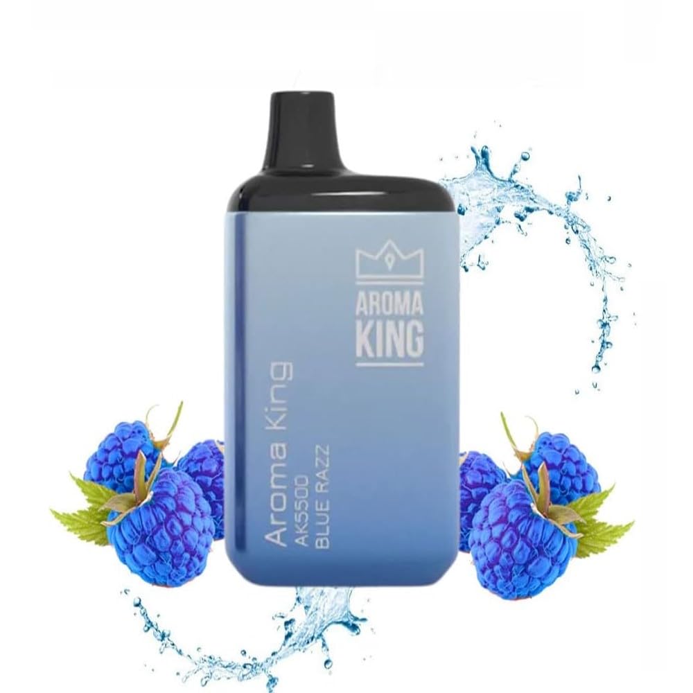 Aroma King 5500 Puffs, No Nicotine Disposable Vape, Prefilled Draw Activated Rechargeable E Cigarette Starter Kit, Smooth Vaping, 0mg Aroma Vapes (Blue Razz)