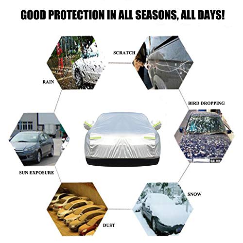 Bliifuu Sedan Car Cover Waterproof/Windproof/Snowproof/Sun UV Protection for Outdoor Indoor, Breathable Full Car Cover Fit Sedan 197\" L x 70\" W x 59\" H