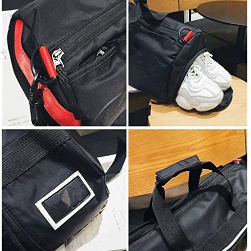 Gym Bag for Men Women, Travel Bags, Small Fitness Workout Sports Duffle Bag with Shoes Compartment, Water Resistant Overnight Weekender Duffel Bag (Black)4