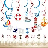 CONJUNTO DE DECORACIONES DE VALOR: Este valioso kit de decoración es perfecto para fiestas de cumpleaños, baby shower, despedidas de soltera, bodas o bodas con temática náutica y marinera, ¡especialmente para niños que tienen un sueño náutico!