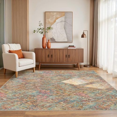 Rugxara 4x6 Multi Color Boho Washable Non Slip Indoor Area Rug