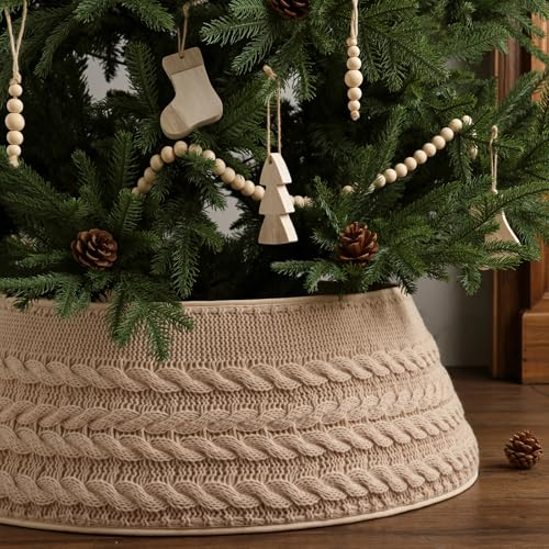 Knitted Christmas Tree Collar: Farmhouse Beige Cable Knit Styles ...