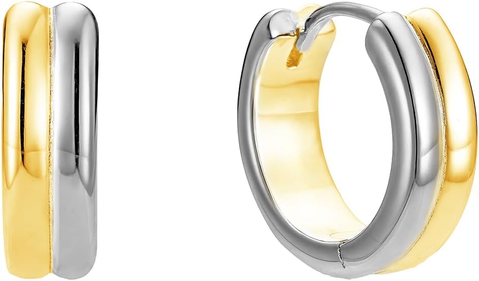 CAITLYNMINIMALIST Dainty Mixed Metal Mini Huggie Cartilage Earrings for Women