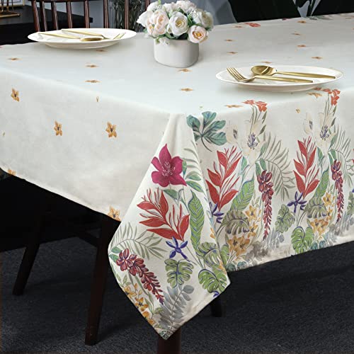 Arquiel Tischdecke Rechteckige Florale, StrapazierfäHiges Leinen Aquarell Tischtuch, Langlebiger Stoff Drucken Tischdeck FüR KüChe Essen Parteien (Bunt, 140x180cm) Cover