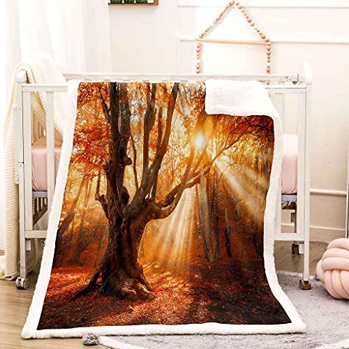 Couverture microfibre feuilles tombées rouges douce 150x200cm - 3